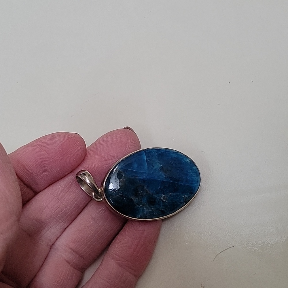 Blue apatite pendant